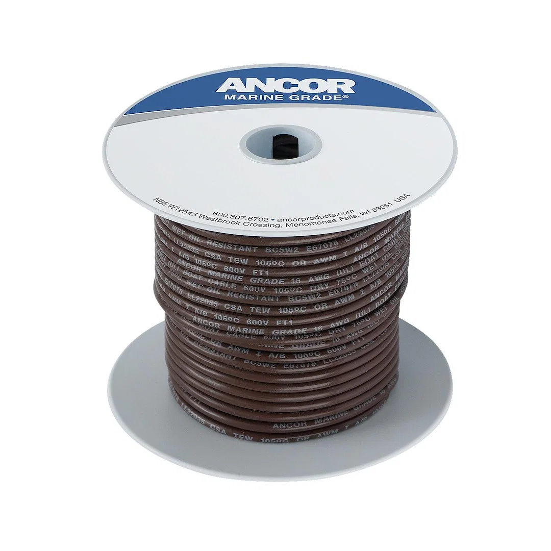 106210 – ANCOR Primary Wire, Stranded Conductor 12 Gauge 100 Foot Spool Brown Tinned Copper Conductor/ PVC Insulation...